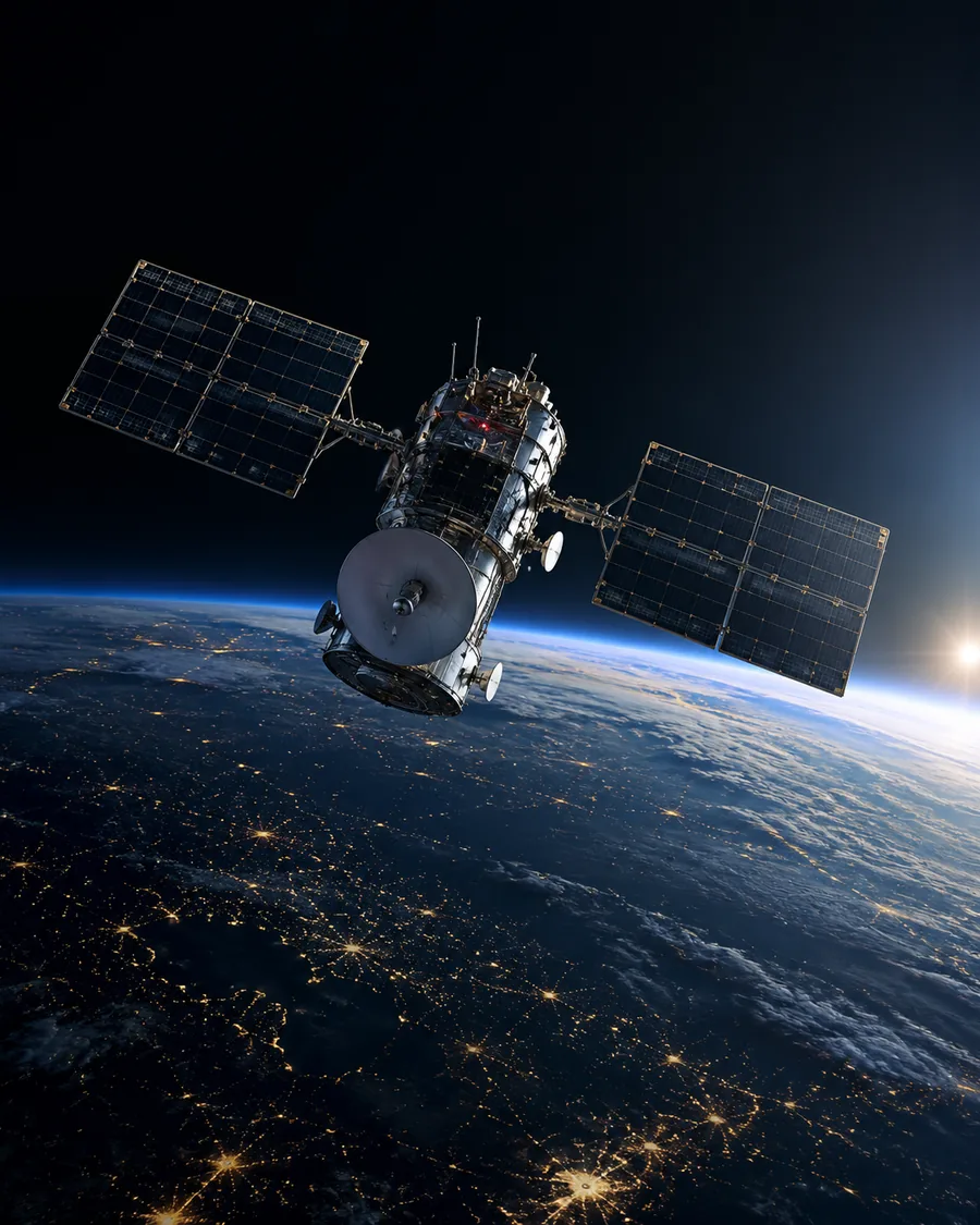Satellite operating above Earth